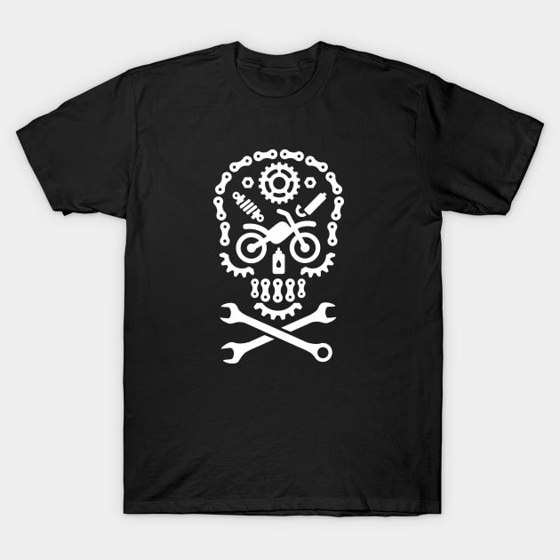 Halloween motocross skull motorcycle off-road Dia de los Muertos Sugar Skull T-Shirt by LaundryFactory